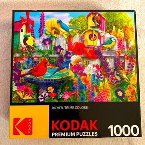 Kodak Premium 1000 Piece Puzzle - Bird Bath Garden  - 27" x 20" - New/Sealed